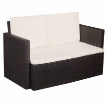   VID 2 személyes barna-krémfehér polyrattan kanapé 118 x 65 x 74 cm 