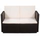 VID 2 személyes barna-krémfehér polyrattan kanapé 118 x 65 x 74 cm 