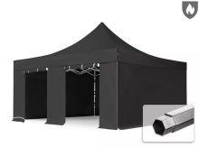  Professional összecsukható sátor PROFESSIONAL 620g/m2 tűzálló ponyvával, alumínium szerkezettel, 4 oldalfallal, ablak nélkül - 5x5m fekete