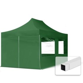   TP 3x4,5m összecsukható acél pavilon, 4 db oldalfallal - zöld