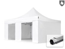   Professional összecsukható sátor PROFESSIONAL 620g/m2 tűzálló ponyvával, alumínium szerkezettel, 4 oldalfallal, ablak nélkül - 5x5m fehér