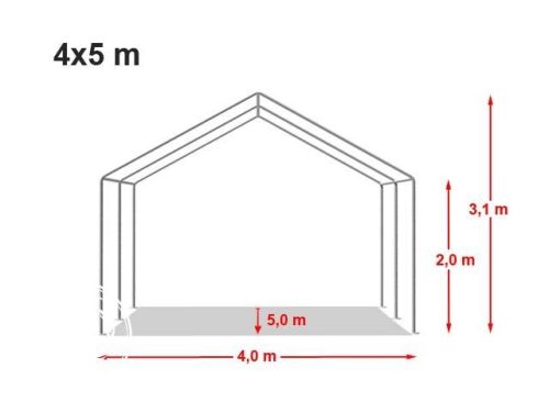 TP 4x5m standard rendezvénysátor, PVC 700 - fehér