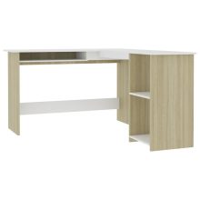   VID vidaXL fehér és sonoma forgácslap L-alakú íróasztal 120 x 140 x 75 cm