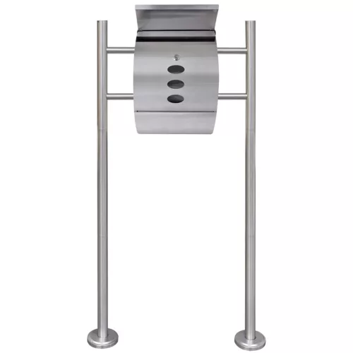 Rozsdamentes acél postaláda állványon 