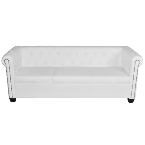    2 személyes és 3 személyes fehér műbőr Chesterfield kanapé 