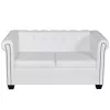    2 személyes és 3 személyes fehér műbőr Chesterfield kanapé 