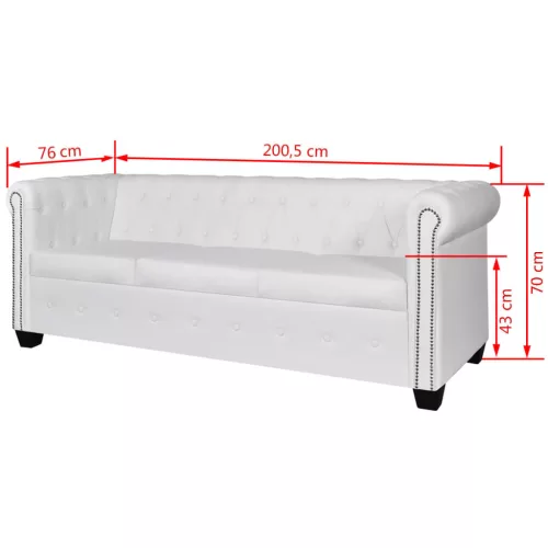    2 személyes és 3 személyes fehér műbőr Chesterfield kanapé 