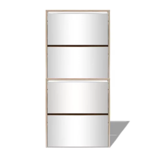  4 szintes tükrös tölgy cipőszekrény 63 x 17 x 134 cm