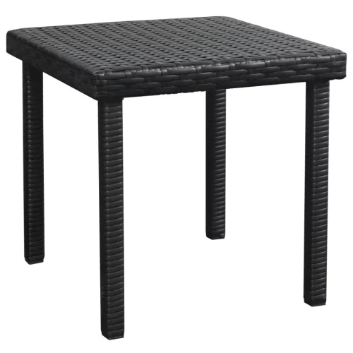  2 db fekete polyrattan napozóágy asztallal