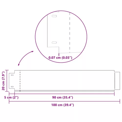  15 db galvanizált acél gyepkerítés 100 x 20 cm