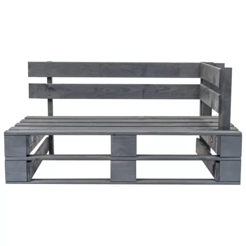  fenyőfa kerti raklapkanapé szürke párnákkal