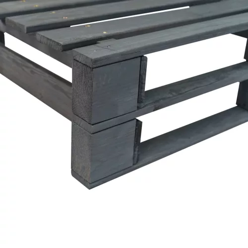  fenyőfa kerti raklapkanapé szürke párnákkal