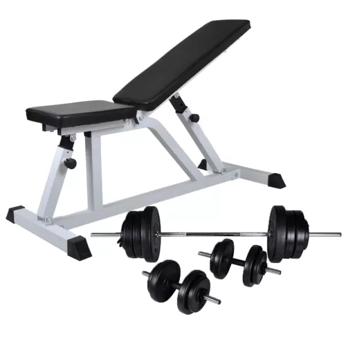  edzőpad egykezes és kétkezes súlyzókészlettel 60,5 kg
