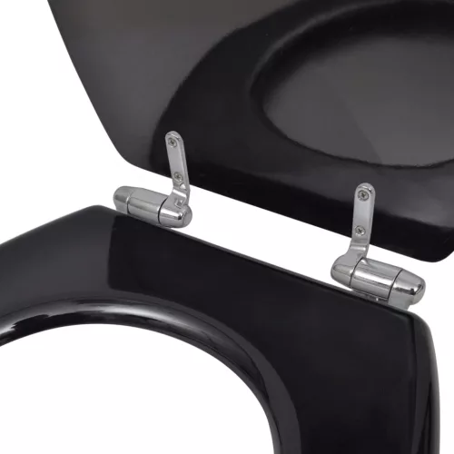  2 db fekete MDF WC ülőke lassan csukódó fedéllel