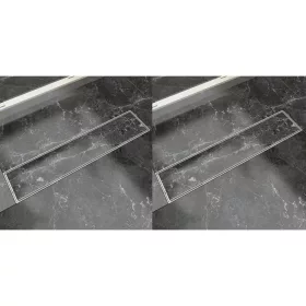    2db lineáris rozsdamentes acél zuhany lefolyó 530 x 140 mm