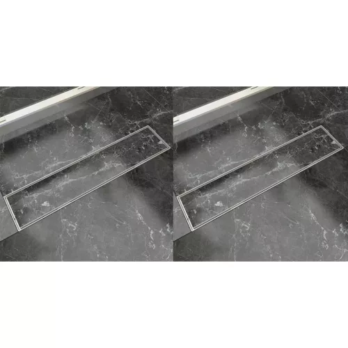  2db lineáris rozsdamentes acél zuhany lefolyó 530 x 140 mm