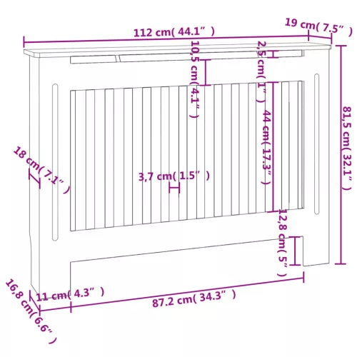  2 db fehér MDF radiátorburkolat 112 cm