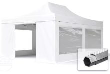   Professional összecsukható sátrak PROFESSIONAL 400g/m2 ponyvával, alumínium szerkezettel, 4 oldalfallal, panoráma ablakkal - 4x6m fehér