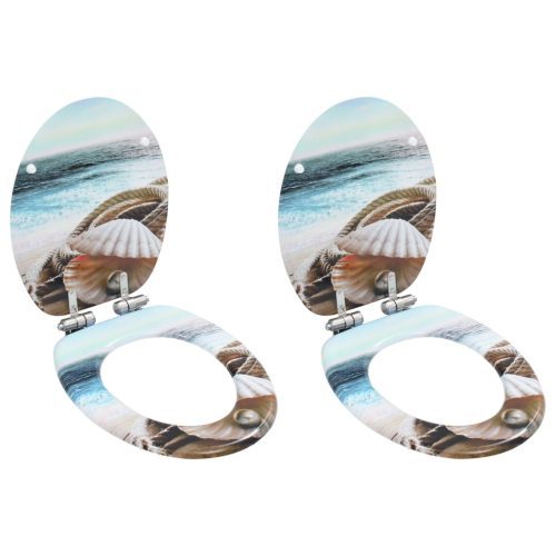  2 db kagylómintás MDF WC-ülőke lassan csukódó fedéllel