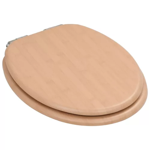  2 db bambuszmintás MDF WC-ülőke lassan csukódó fedéllel