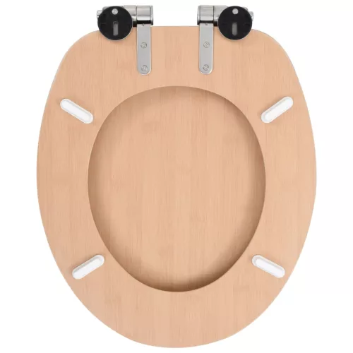  2 db bambuszmintás MDF WC-ülőke lassan csukódó fedéllel