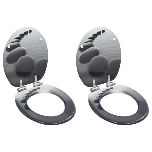  2 db kőmintás MDF WC-ülőke lassan csukódó fedéllel