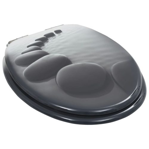  2 db kőmintás MDF WC-ülőke lassan csukódó fedéllel