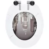  2 db New York mintás MDF WC-ülőke lassan csukódó fedéllel