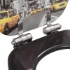  2 db New York mintás MDF WC-ülőke lassan csukódó fedéllel