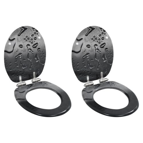  2 db vízcsepp mintás MDF WC-ülőke lassan csukódó fedéllel