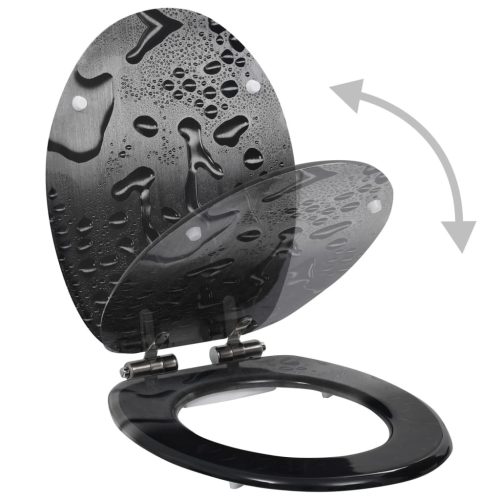  2 db vízcsepp mintás MDF WC-ülőke lassan csukódó fedéllel