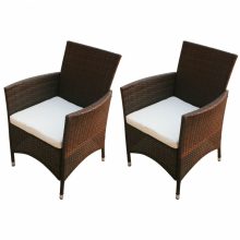 VID 2 db polyrattan kerti szék barna színben