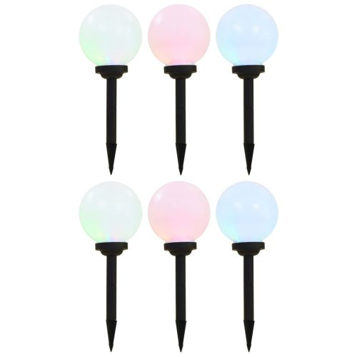  6 db napelemes kültéri LED gömblámpa 20 cm RGB