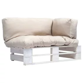  fenyőfa kerti raklapkanapé homokszínű párnával