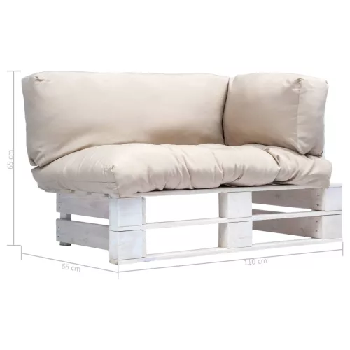  fenyőfa kerti raklapkanapé homokszínű párnával