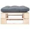  természetes fa kerti raklapzsámoly szürke párnával