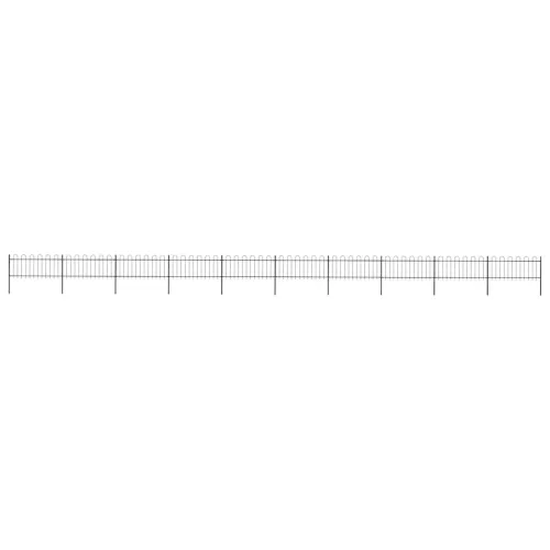  fekete acélkerítés karikás tetejű 1781,5 x 80 cm