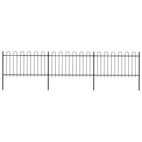 fekete hajlított tetejű acélkerítés 5,1 x 1 m 