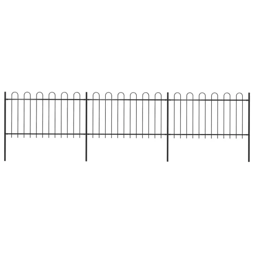  fekete hajlított tetejű acélkerítés 5,1 x 1 m 