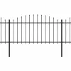  fekete lándzsahegyes tetejű acélkerítés (1,25-1,5) x 5,1 m 