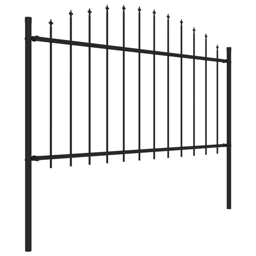  fekete lándzsahegyes tetejű acélkerítés (1,25-1,5) x 5,1 m 