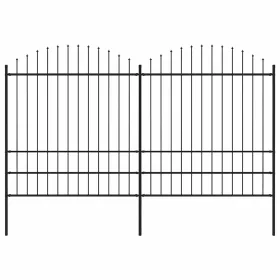    fekete acélkerítés lándzsás tetejű szegéllyel 359 x 200 cm