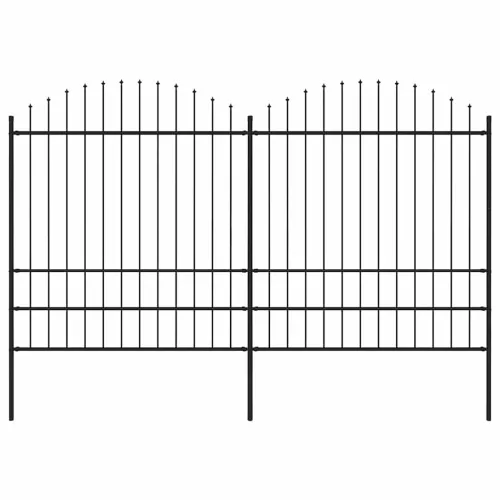  fekete acélkerítés lándzsás tetejű szegéllyel 359 x 200 cm