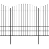  fekete acélkerítés lándzsás tetejű szegéllyel 359 x 200 cm