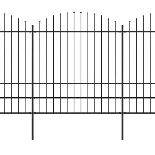 fekete acélkerítés lándzsás tetejű szegéllyel 359 x 200 cm