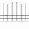  fekete acélkerítés lándzsás tetejű szegéllyel 892,5 x 200 cm