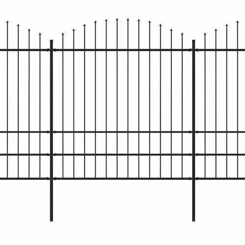  fekete acélkerítés lándzsás tetejű szegéllyel 892,5 x 200 cm