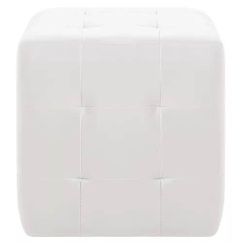  2 db fehér műbőr puff 30x30x30 cm