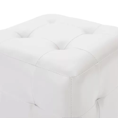  2 db fehér műbőr puff 30x30x30 cm