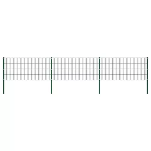  zöld vas kerítéspanel oszlopokkal 5,1 x 0,8 m